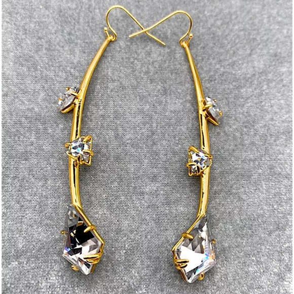 Alexis Bittar Jewelry - ALEXIS BITTAR Casual Gold Tone and Clear Cubic Zirconia Pendant Earrings